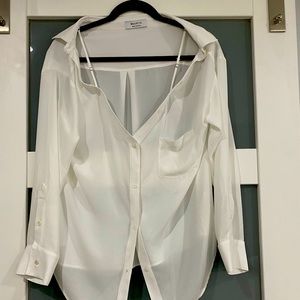 Bailey/44 sheer long sleeve blouse